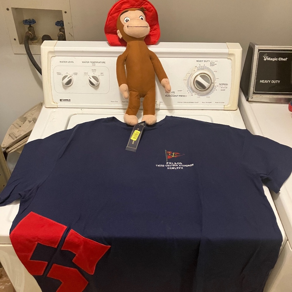 NWT Vintage Polo Ralph Lauren Shirt Men XL Navy Third Cruiser Squadron Crest 67